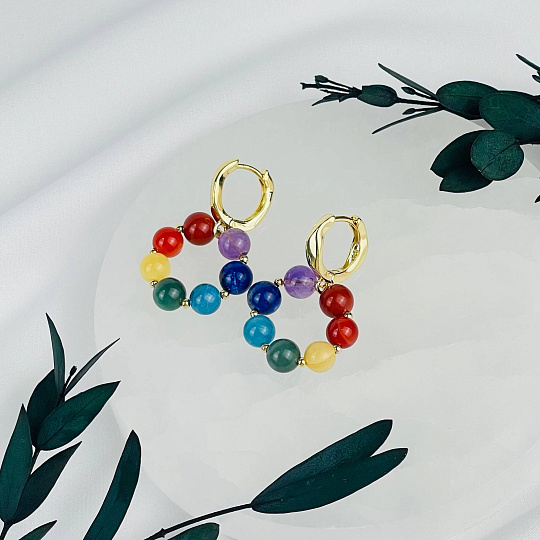 Серьги 7 чакр из Самоцветов, Артикул: 117178 - изображение товара №1