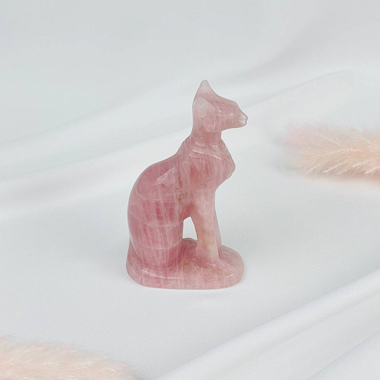 Статуэтка "Кошка" из мадагаскарского Розового кварца, Артикул: 116385 - изображение товара №5