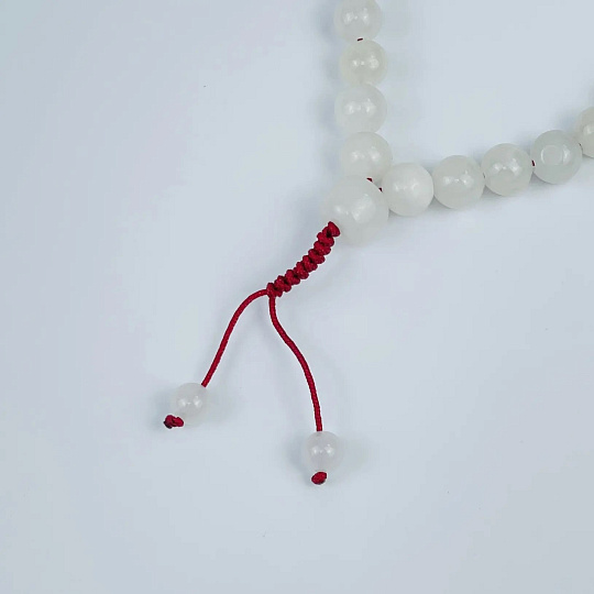 Четки буддийские "мала" из белого Нефрита (27 бусин), Артикул: 118875 - изображение товара №2