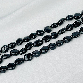 Бусины для украшений из черного Турмалина (Шерл) (галтовка), Артикул: 089662 - изображение товара №1
