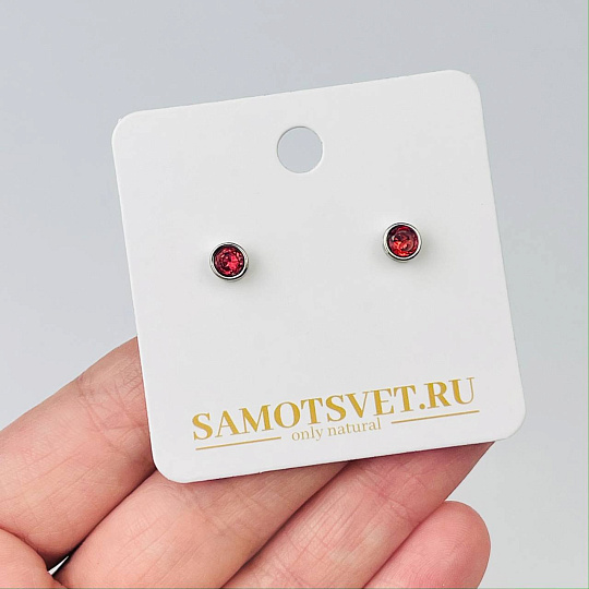 Серьги-пусеты с Гранатом, Артикул: 109464 - изображение товара №2