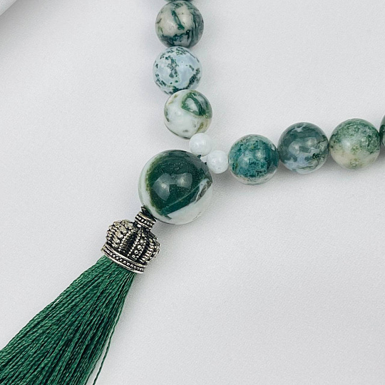 Чекти из мохового Агата (33 бусины), Артикул: 105163 - изображение товара №3