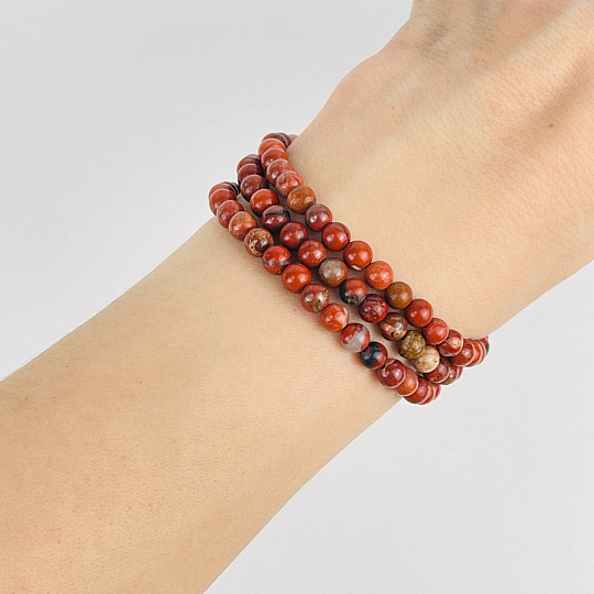 Бусины для украшений из кирпичной Яшмы (86 бусин), Артикул: 075677 - изображение товара №2