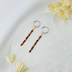 Серьги длинные из Яшмы (Мукаит), Артикул: 114827 - изображение товара №1