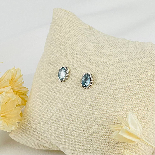 Пусеты из Аквамарина, Артикул: 070879 - изображение товара №1