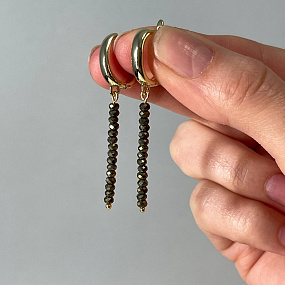 Серьги длинные из Пирита, Артикул: 097637 - изображение товара №3