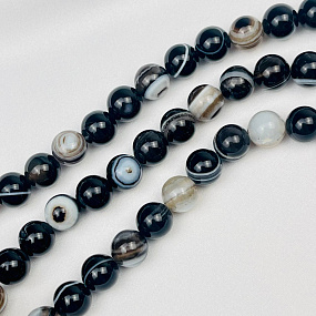 Бусины для украшений из полосатого Агата (38 бусин), Артикул: 091558 - изображение товара №1