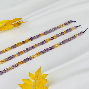 Бусины для украшений из лавандового Аметиста и Цитрина (50 бусин)