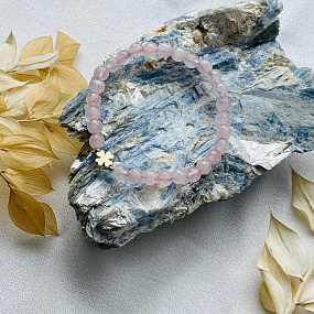 Браслет "Клевер" из Розового кварца огранка