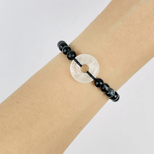 Браслет из Агата регулиреумый с бусиной (Би) из Горного Хрусталя, Артикул: 118755 - изображение товара №2