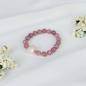 Браслет из мадагаскарского Розового кварца, Артикул: 094032 - изображение товара №2