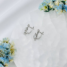 Швензы для сережек с Фианитами родированные, Артикул: 051721 - изображение товара №2