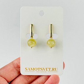 Серьги из Мусковита (Лепидолит желтый), Артикул: 117606 - изображение товара №1