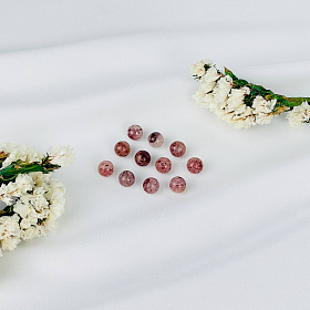 Бусины для украшений из Клубничного кварца (10 шт)