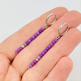 Серьги длинные из Фосфосидерита, Артикул: 107782 - изображение товара №1