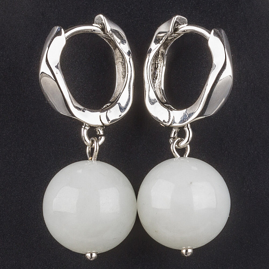 Серьги с белым Нефритом, Артикул: 089108 - изображение товара №1