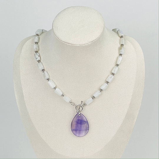 Колье из Лунного камня с Флюоритом, Артикул: 116871 - изображение товара №1