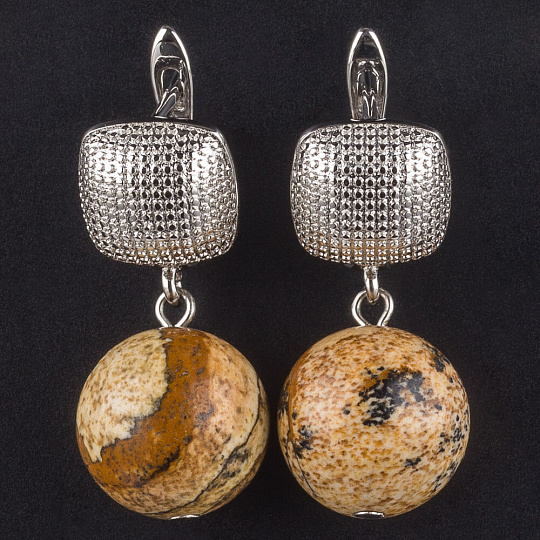 Серьги с песочной Яшмой, Артикул: 091870 - изображение товара №1