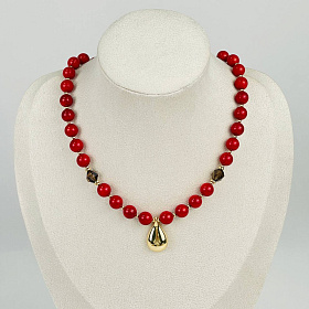 Колье из Коралла и Раухтопаза