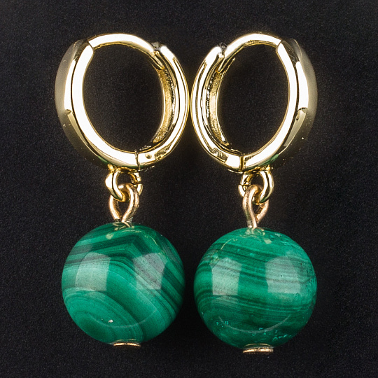 Серьги из Малахита, Артикул: 084073 - изображение товара №1