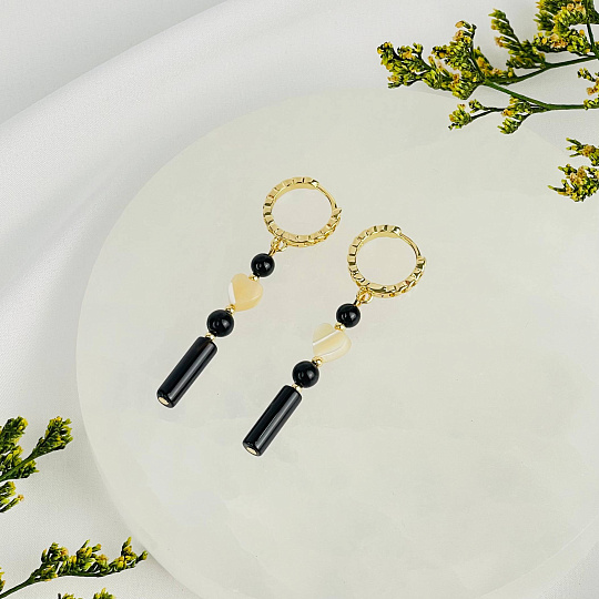 Серьги из Агата и Перламутра, Артикул: 117371 - изображение товара №2