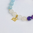 Браслет из Аквамарина, Аметиста и Лунного камня со знаком зодиака (Водолей)