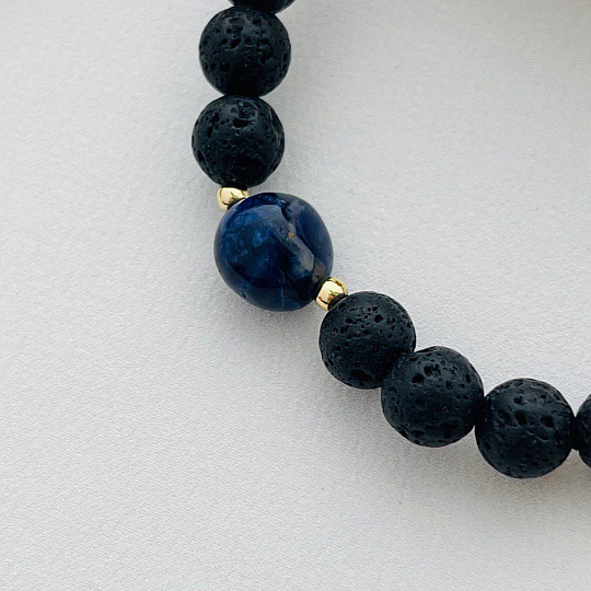 Браслет из Лавы и Содалита, Артикул: 100450 - изображение товара №3