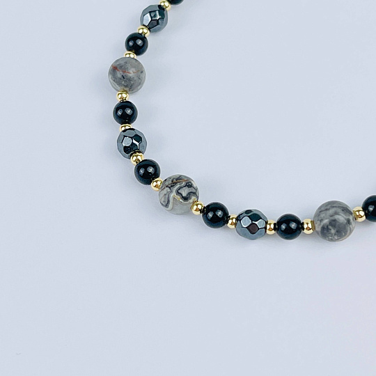 Браслет регулируемый (на защиту) из Яшмы, Турмалина и Гематита, Артикул: 117959 - изображение товара №4