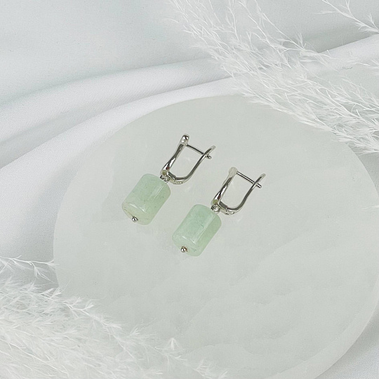 Серьги из зеленого Авантюрина, Артикул: 116861 - изображение товара №2