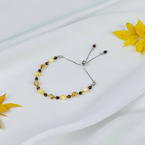 Браслет (Манипура) регулируемый из Цитрина, Кальцита и Тигрового глаза, Артикул: 117968 - изображение товара №1