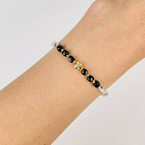 Браслет из Лунного камня с вкл. Турмалина и Шпинели