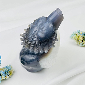 Волк резной из камня Агат серый с жеодой, Артикул: 071573 - изображение товара №4