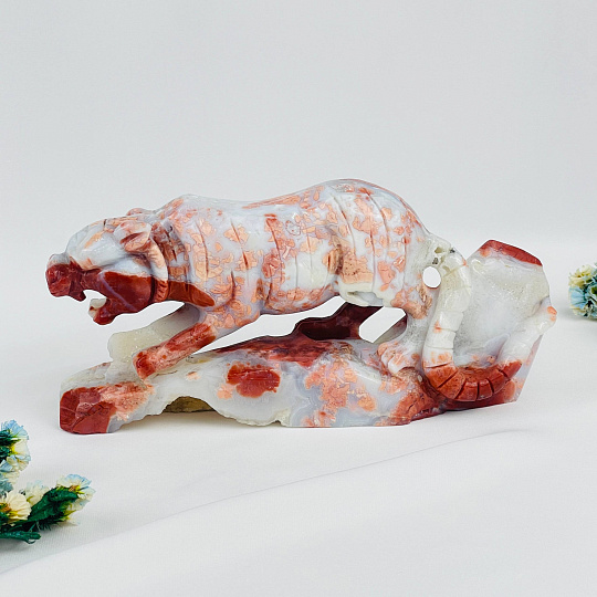 Статуэтка Тигр из розового цветочного Агата, Артикул: 118014 - изображение товара №4