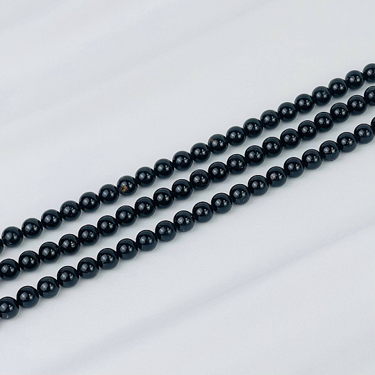 Бусины для украшений из черного Турмалина (Шерл) (46 бусин), Артикул: 084746 - изображение товара №1