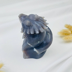 Волк резной из камня Агат серый с жеодой, Артикул: 071712 - изображение товара №4