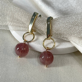 Серьги из Клубничного кварца