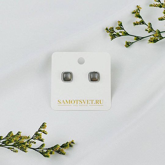 Пусеты с Лунным камнем, Артикул: 070881 - изображение товара №2