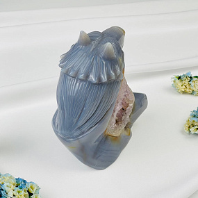 Волк резной из камня Агат серый с жеодой, Артикул: 071581 - изображение товара №5