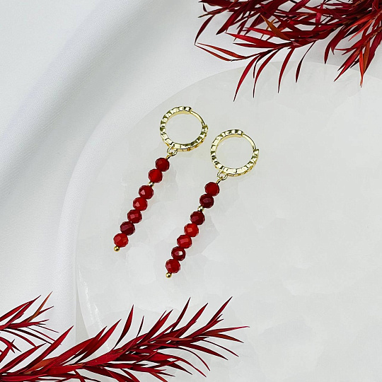 Серьги длинные из Сердолика, Артикул: 114858 - изображение товара №2