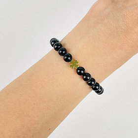 Браслет из черного Турмалина (Шерл) со вставкой