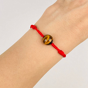 Защитный браслет Красная нить с Тигровым глазом