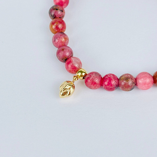 Браслет из Родонита с подвеской, Артикул: 117841 - изображение товара №2