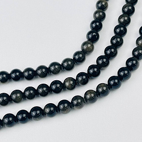 Бусины для украшений из золотистого Обсидиана (45 бусин), Артикул: 076614 - изображение товара №1