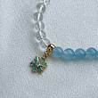 Браслет с подвеской "Снежинка" из Аквамарина и Горного Хрусталя