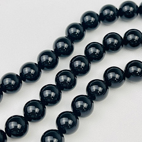 Бусины для украшений из черного Агата (38 бусин), Артикул: 059097 - изображение товара №1