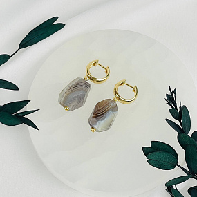 Серьги из ботсванского Агата, Артикул: 096310 - изображение товара №2