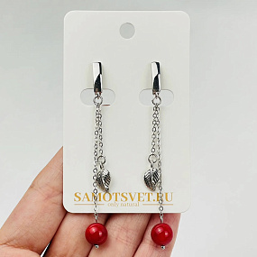 Серьги длинные из Коралла