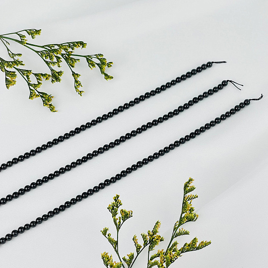 Бусины для украшений из черной Шпинели (86 бусин), Артикул: 096204 - изображение товара №3