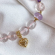Браслет с подвеской "Сердце" из Розового кварца и Аметиста
