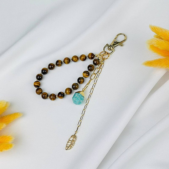 Брелок из Тигрового глаза и Амазонита, Артикул: 117827 - изображение товара №1